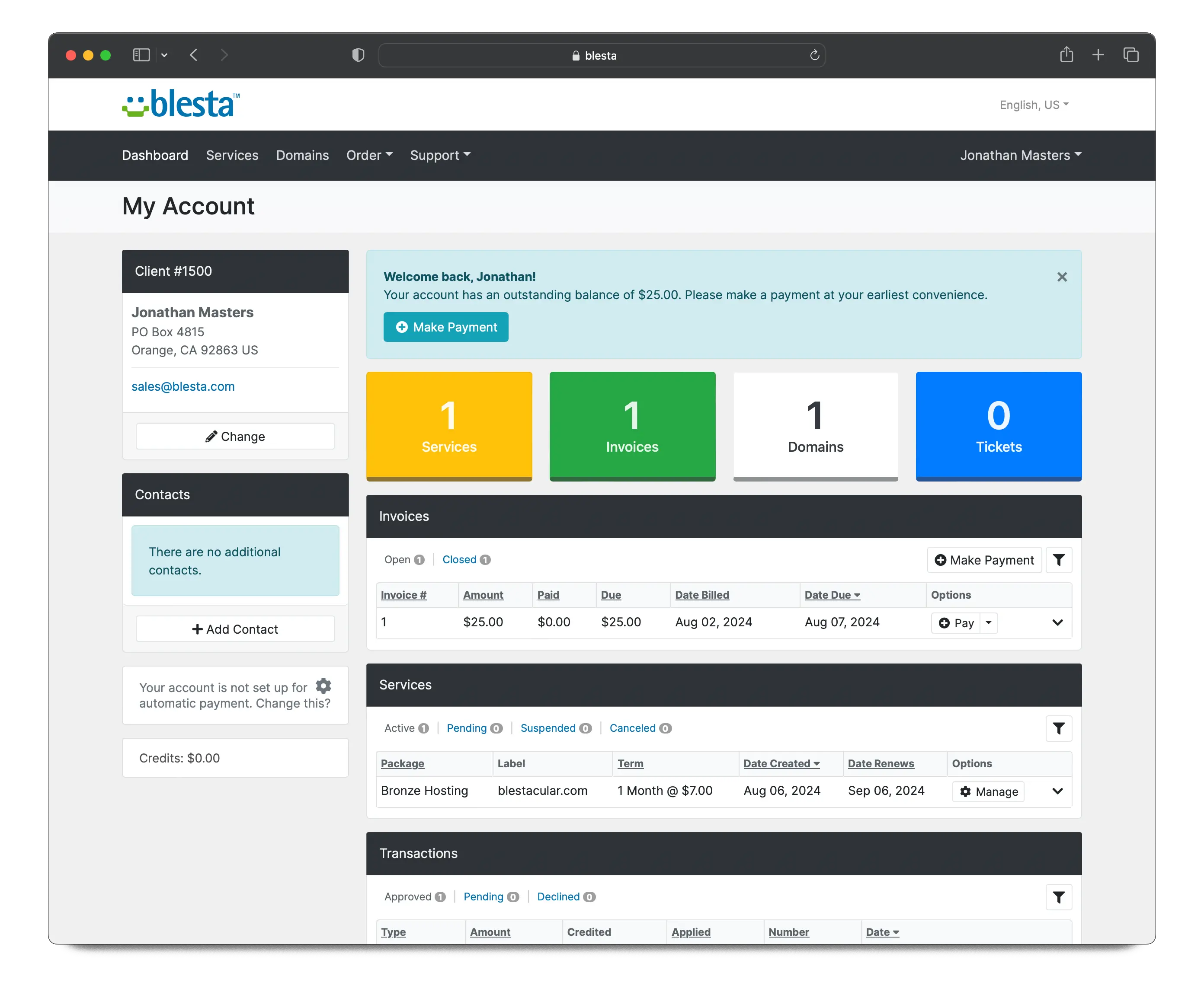 Blesta Billing screenshot