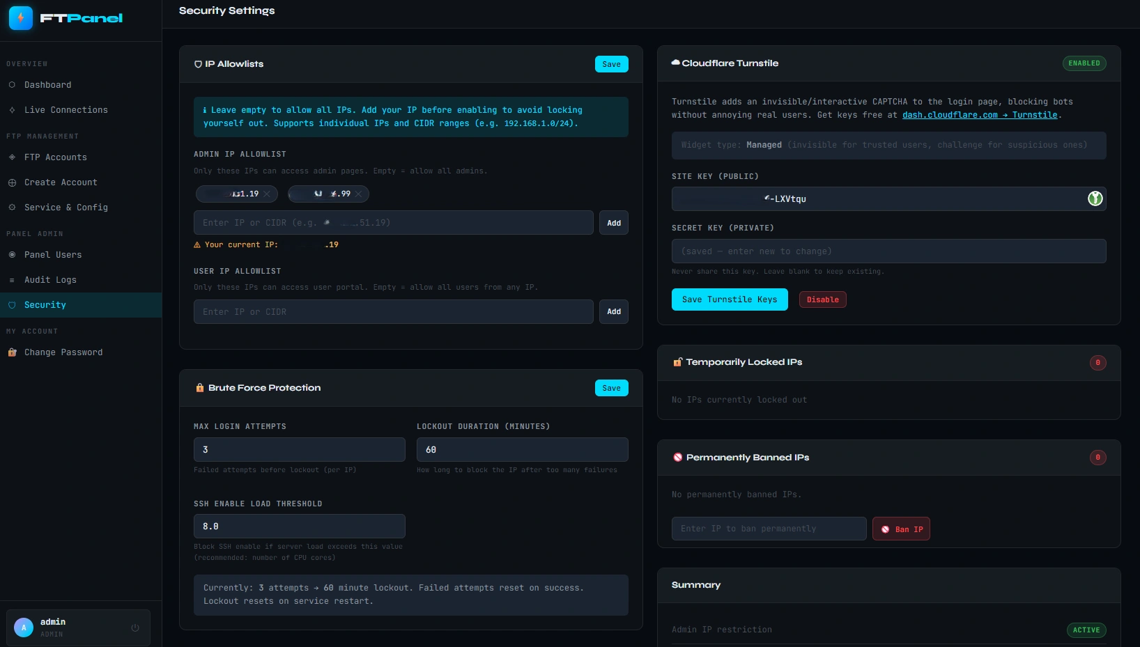 JS FTPanel Security